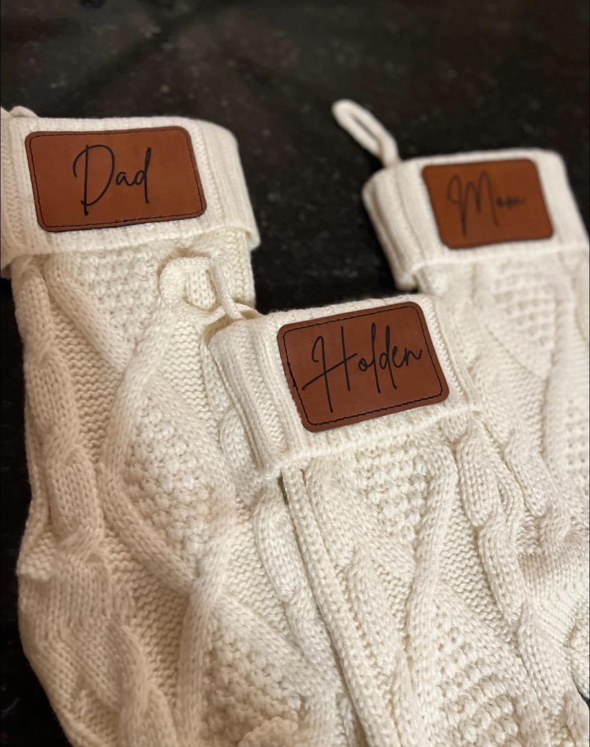 Knit Stocking with Engraved Patch