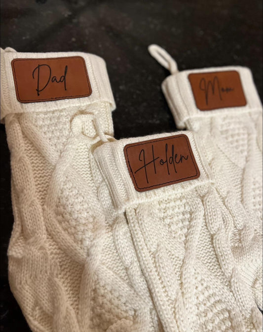 Knit Stocking with Engraved Patch