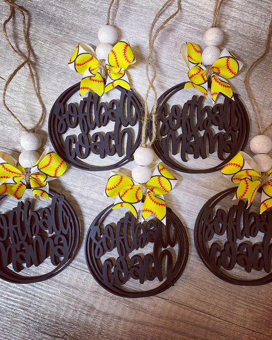 Softball Car Charm